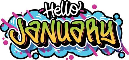 Name of months in readable lettering graffiti style vector design with vibrant color. Isolated on white background.