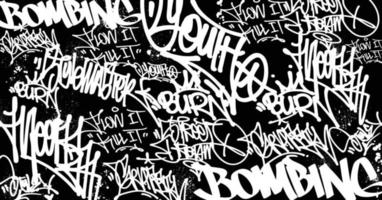 Graffiti art background with scribble throw-up and tagging hand-drawn style. Street art graffiti urban theme for prints, patterns, banners, and textiles in vector format