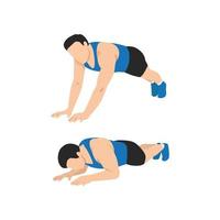 Man doing sphinx push up. Flat vector illustration isolated on white background