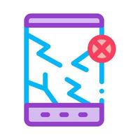 Wrecked Tablet Icon Vector Outline Illustration