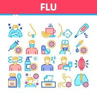 síntomas de gripe colección médica iconos conjunto vector