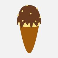 chocolate flavored ice cream cone clip art vector illustration for design decorations. summer food and beverage theme illustration.