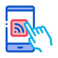 Hand Push Wifi Button Icon Outline Illustration vector