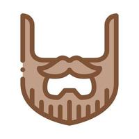 barba, bigote, bigote, icono, contorno, ilustración vector