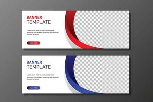 social media web banner template with red and blue abstract design vector