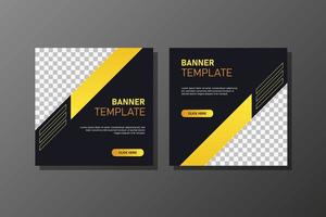 yellow geometric square social media banner template vector