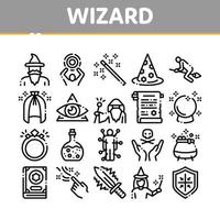 conjunto de iconos de colección de equipos mágicos asistente vector