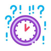 ilustración de esquema de icono de reloj y signo de interrogación vector