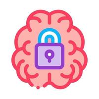 Brain And Locked Padlock Icon Outline Illustration vector