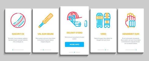 Cricket Game Onboarding Elements Icons Set Vector