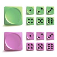 juego de vectores de dados. Cubos de juego de diferentes variantes aislados. iconos de colección auténticos en estilo realista. concepto de rollos de dados de juego.