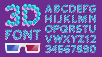 3D Font Pixel Vector. Digital Holographic Font. Typography. Illustration vector