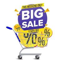 Shopping Cart Big Sale Banner Vector. Discount Special Offer Banners Template. Isolated Illustration vector