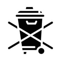 no tirar basura bin glifo icono vector ilustración