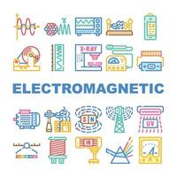 vector de conjunto de iconos de física de ciencia electromagnética