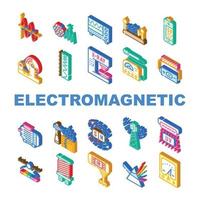 Electromagnetic Science Physics Icons Set Vector