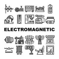 vector de conjunto de iconos de física de ciencia electromagnética