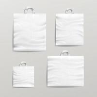 Plastic Shopping Bags Set Vector. White Empty Mock Up. Good For Package Design. vector