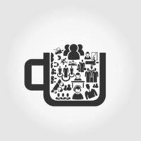 Cup filled user. A vector illustration