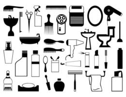 Set of icons on a theme a bathroom. A vector illustration