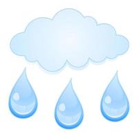 Rain of a drop of water from a blue cloud vector