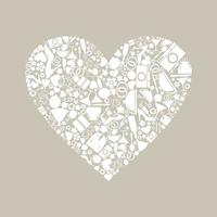 Heart made of wedding subjects. A vector illustration