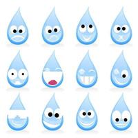 Blue drop of water and smile. A vector illustration