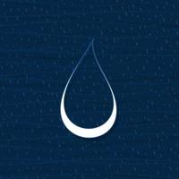 White drop of water on a blue background. A vector illustration