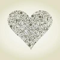 Heart collected from tools. A vector illustration