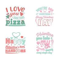 Valentine Day typography design set vector