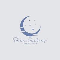 elegant crescent moon and star logo design line icon vector in luxury style outline linear