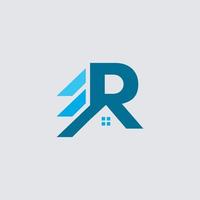 Initial letter R real estate and house logo design vector illustration