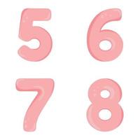 Cute vector set with numbers. Hand drawn illustration in pastel blue pink colour. Doodle and cartoon style. Perfect for happy birthday design in childish style. Baby girl birthday concept