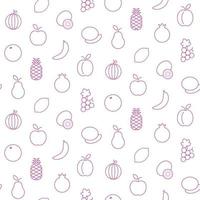 Black and white seamless pattern with outline fruits. Seamless pattern with fruits. Vector repeat background for summer fabric.