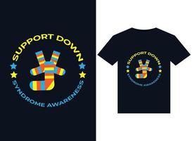 apoye las ilustraciones de concientización sobre el síndrome de down para el diseño de camisetas listas para imprimir vector