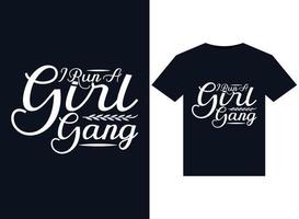dirijo ilustraciones de pandillas de chicas para el diseño de camisetas listas para imprimir vector