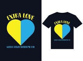 Extra Love World Down Syndrome Day illustrations for print-ready T-Shirts design vector