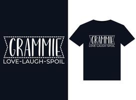 Grammie Love, Laugh, Spoil illustrations for print-ready T-Shirts design vector