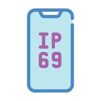 ip69 smartphone protección impermeable color icono vector ilustración