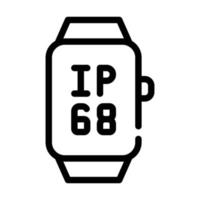 ip68 reloj inteligente protección impermeable línea icono vector ilustración