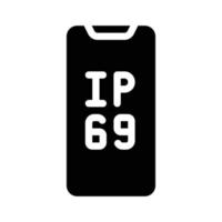 ip69 smartphone protección impermeable glifo icono vector ilustración