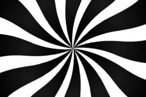 Black and white hypnotic optical illusion background with rays, vector illustration