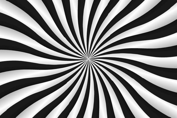 Radial psychedelic optical illusion burst abstract background, vector illustration