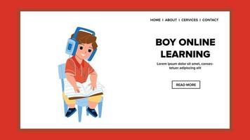 School Boy Online Learning Education Lesson Vector
