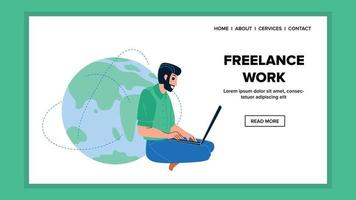 Freelance Work At Laptop In Internet Online Vector