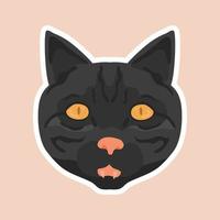 Illustration of a cat's head with hand-drawn technique vector