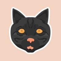 ilustración de la cabeza de un gato con técnica dibujada a mano vector