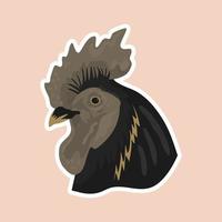 ilustración de una cabeza de pollo cemani usando una técnica dibujada a mano vector