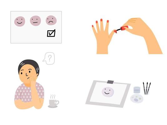 Set of activity for coping strategies concept. Flat vector illustration.