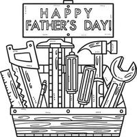 Happy Fathers Day Toolbox Isolated Coloring Page vector